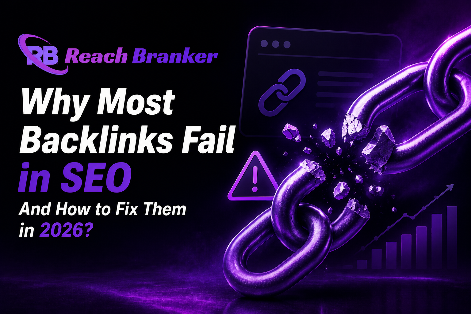 Illustration of broken backlinks representing common SEO link building mistakes and how to fix low-quality backlinks for better Google rankings in 2026.