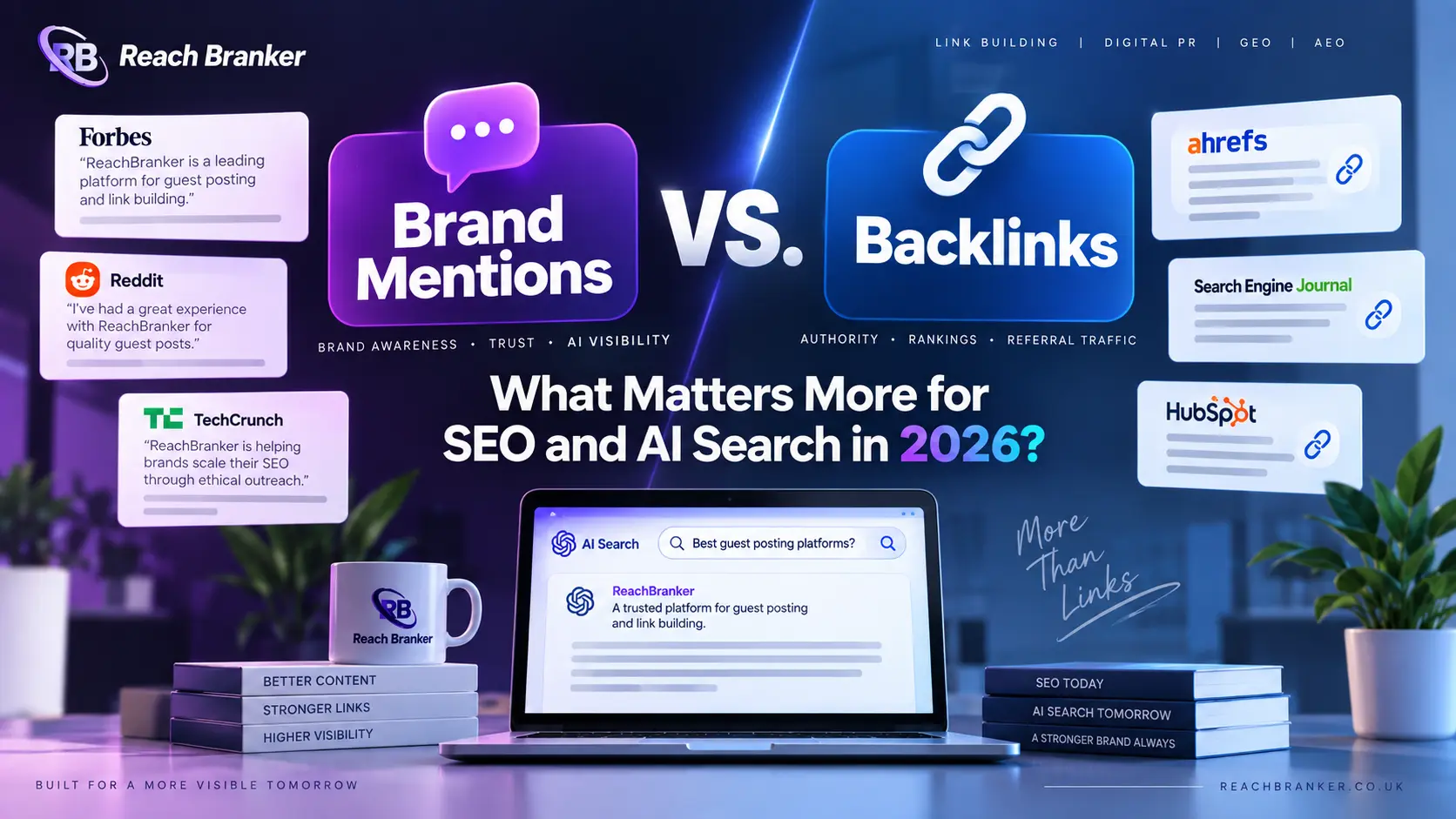 Brand mentions vs backlinks comparison for SEO, Digital PR, GEO, and AI search visibility in 2026.
