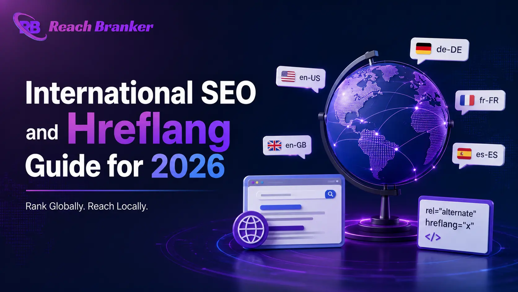 International SEO and hreflang guide showing global search optimization, multilingual targeting, and country-specific SEO strategies for 2026.